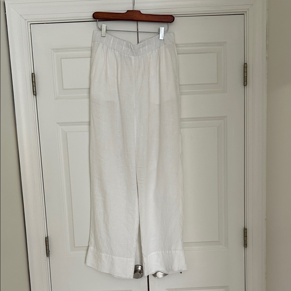 Everlane White Linen Wide-Leg Pants